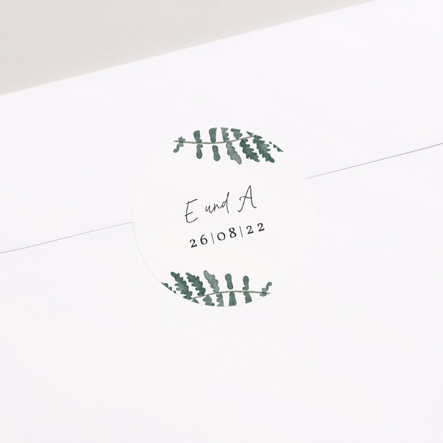Sticker Hochzeit Rund Wasserfarn foto