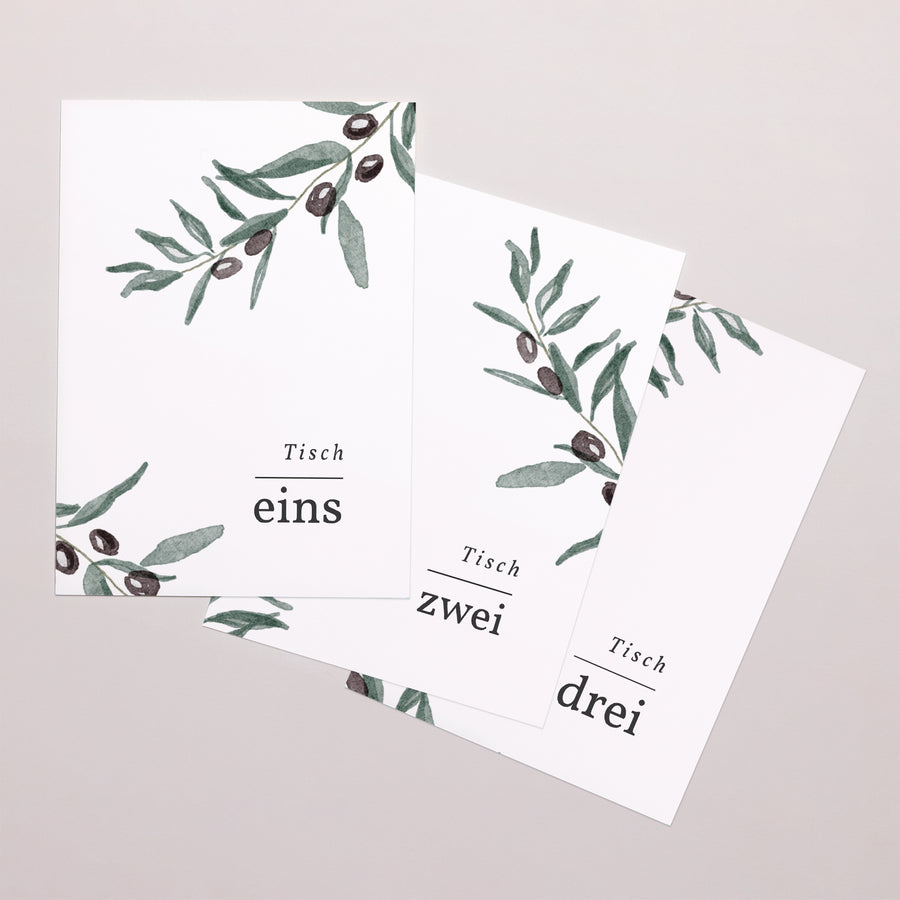 Tischnummern Hochzeit Rechteck Olivier Aquarell foto