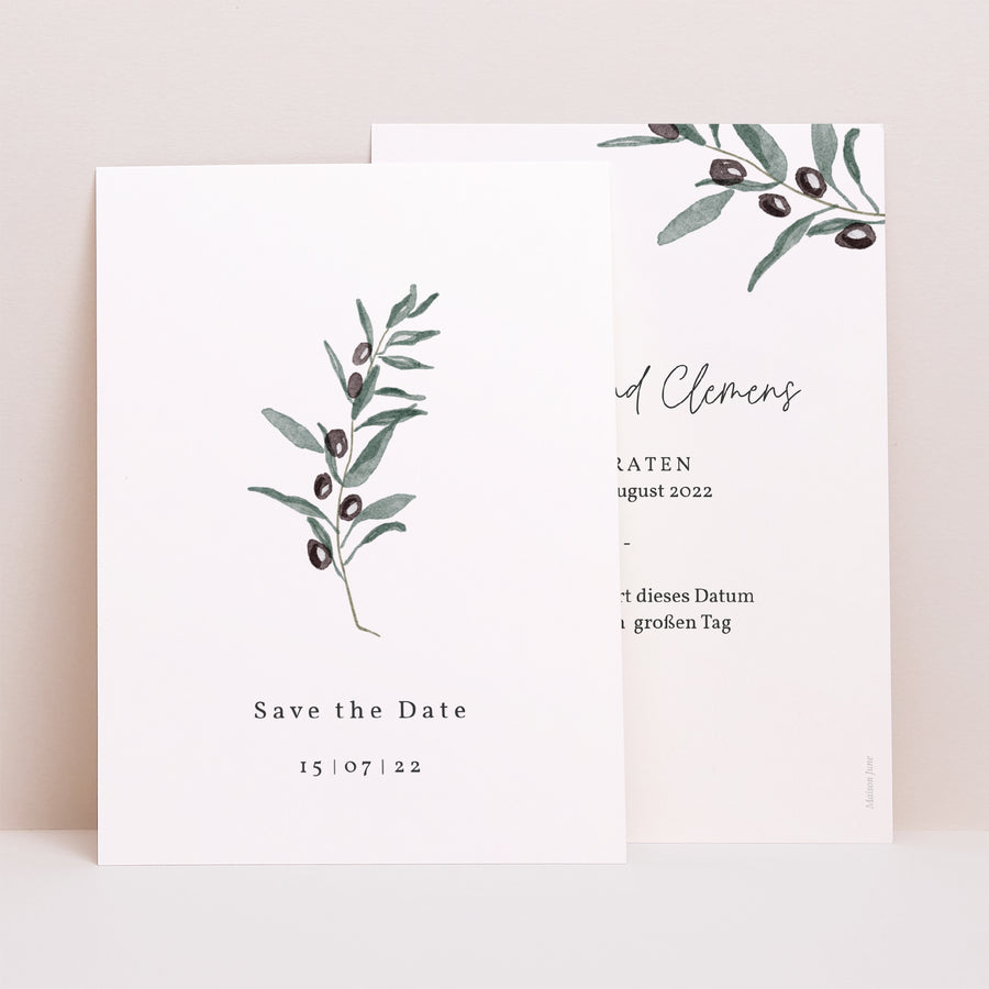 Save the date Karte Hochzeit Porträt Olivier Aquarell foto