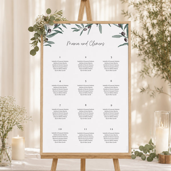 Sitzplan Hochzeit Porträt Olivier Aquarell foto