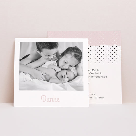 Dankeskarte Geburt Quadrat Pfefferminz Mädchen foto