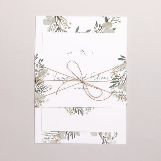 Hochzeitseinladung 3 Karten, Band Kronenmünze des Papstes foto