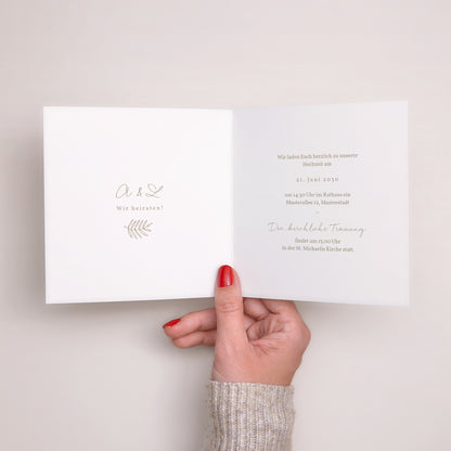 Hochzeitseinladung Doppelflügiges Quadrat Goldene Krone foto N° 2
