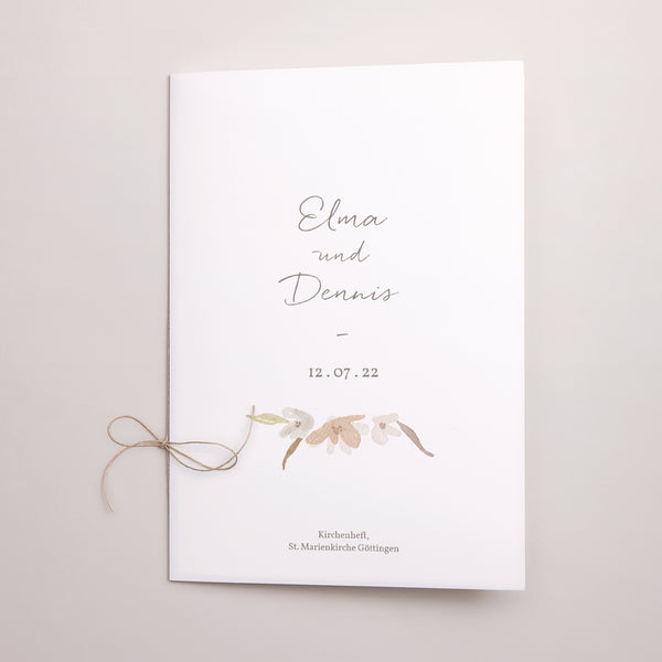 Kirchenheft Hochzeit Doppelflügel Kranz Blumen Aquarell foto