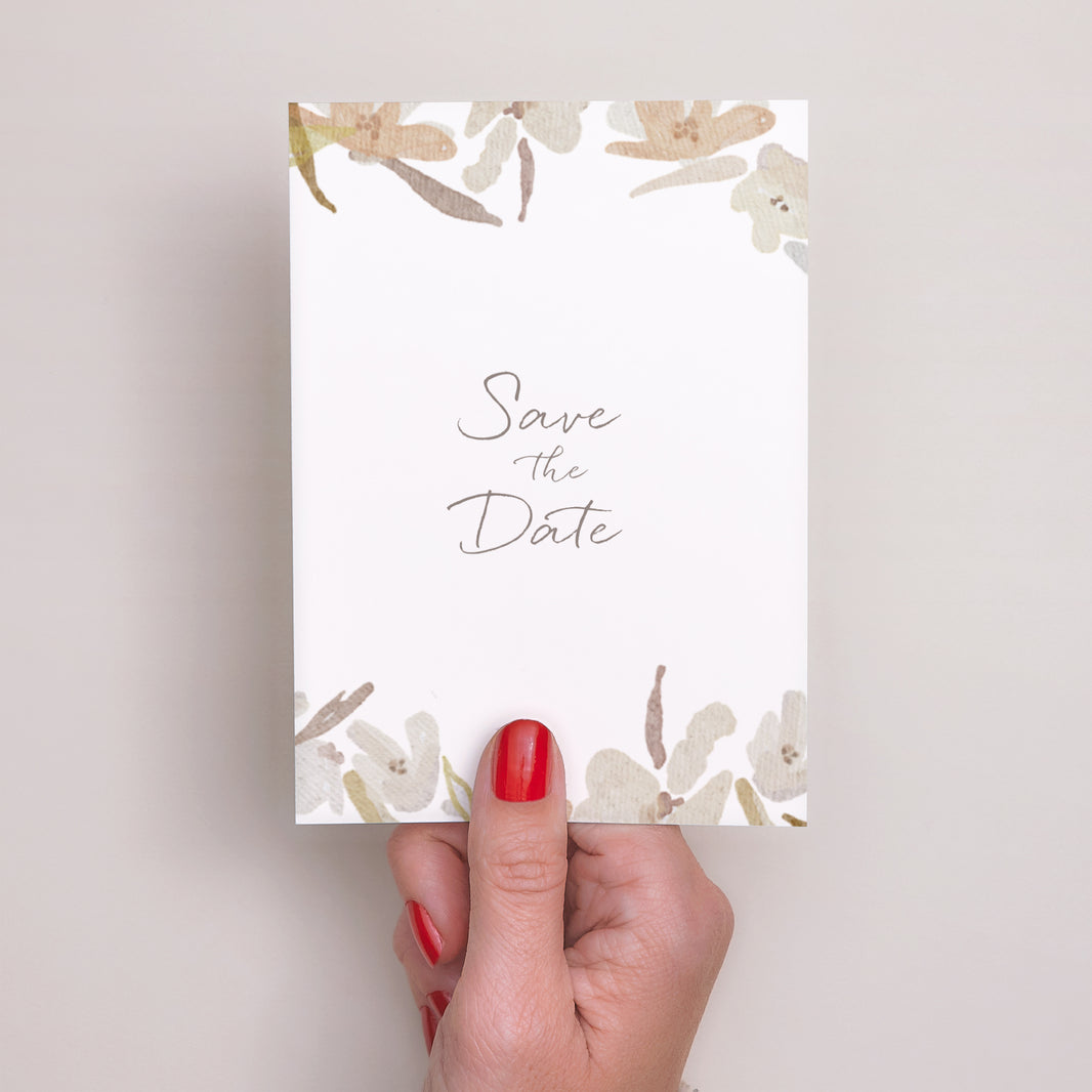 Save the date Karte Hochzeit Porträt Kranz Blumen Aquarell foto N° 2