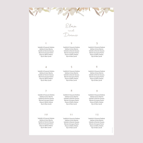 Sitzplan Hochzeit Porträt Kranz Blumen Aquarell