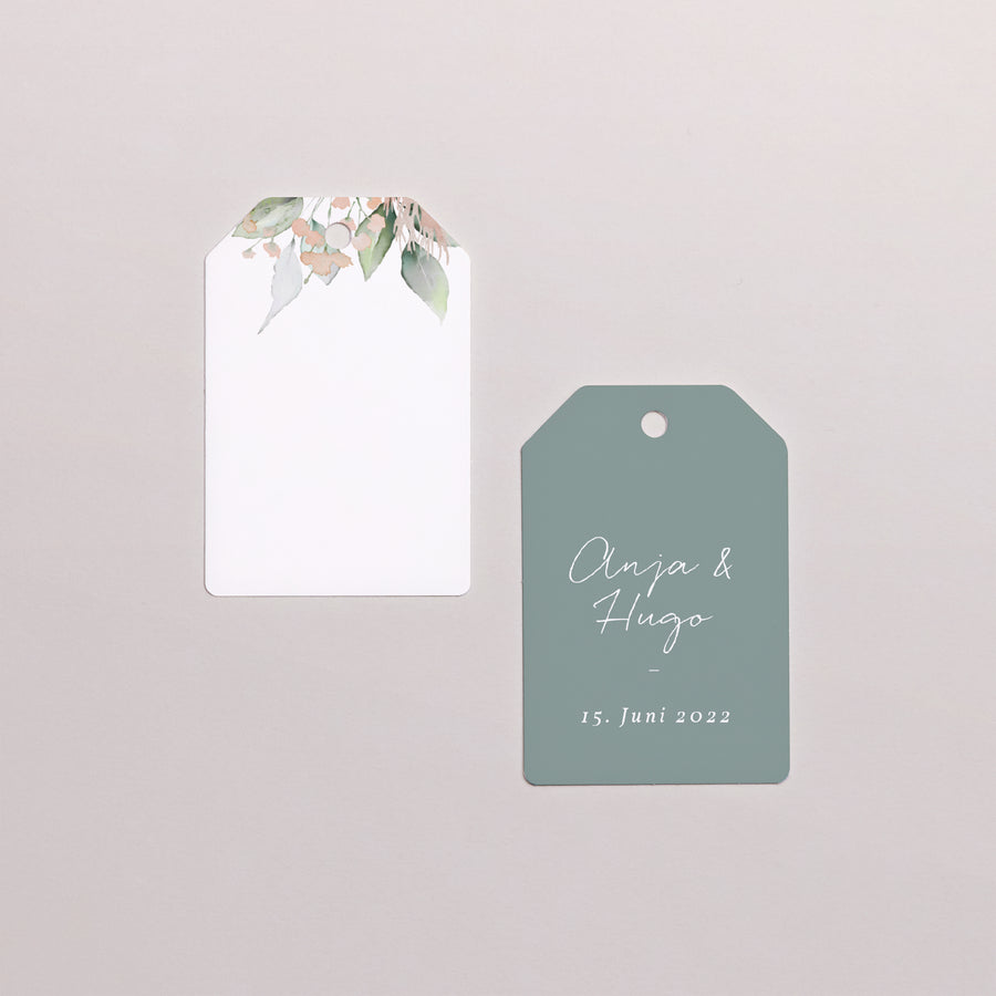 Vorgelochtes Etikett Hochzeit Fähnchen Floral pastell foto