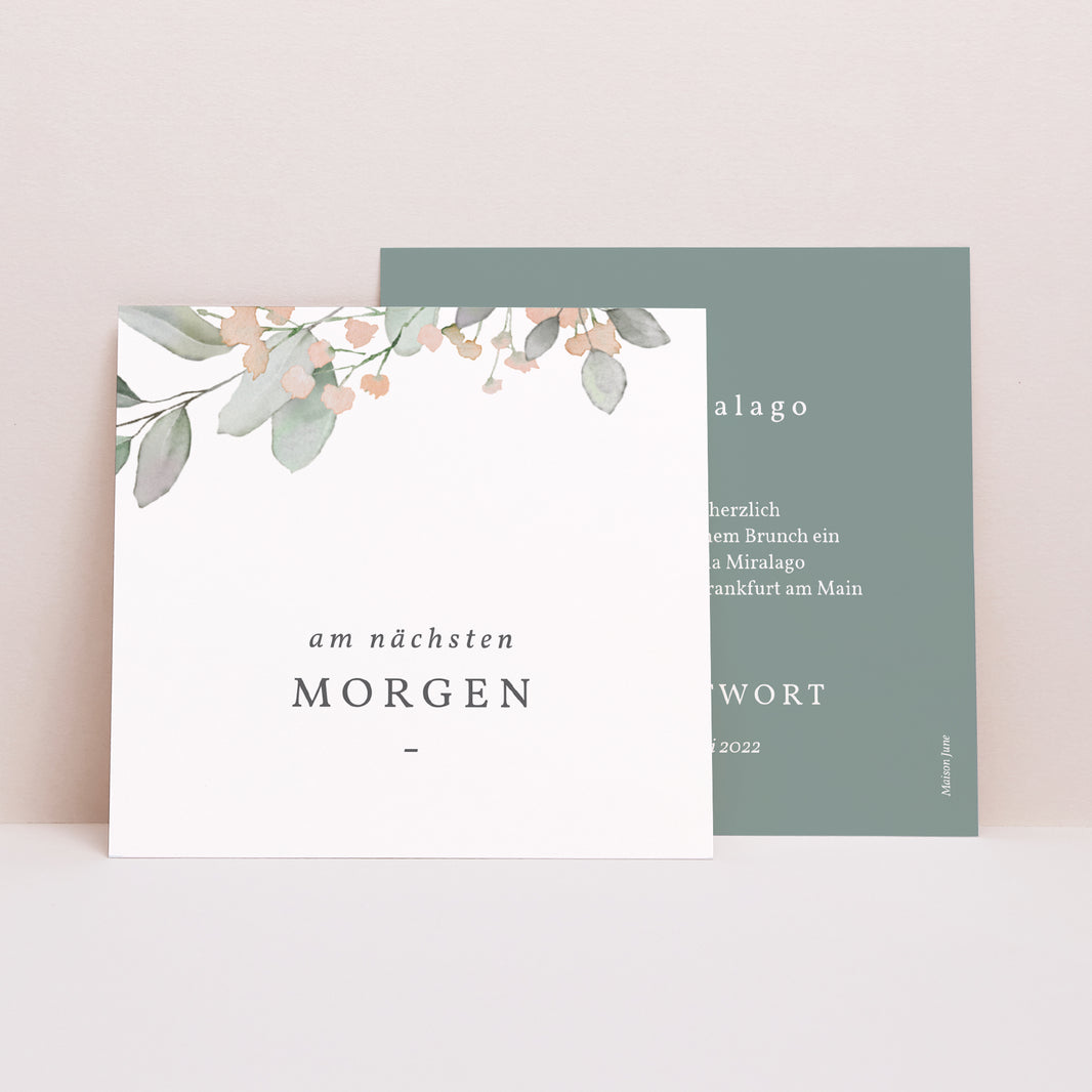 Beilegekarte Hochzeit Quadrat Floral pastell foto N° 1