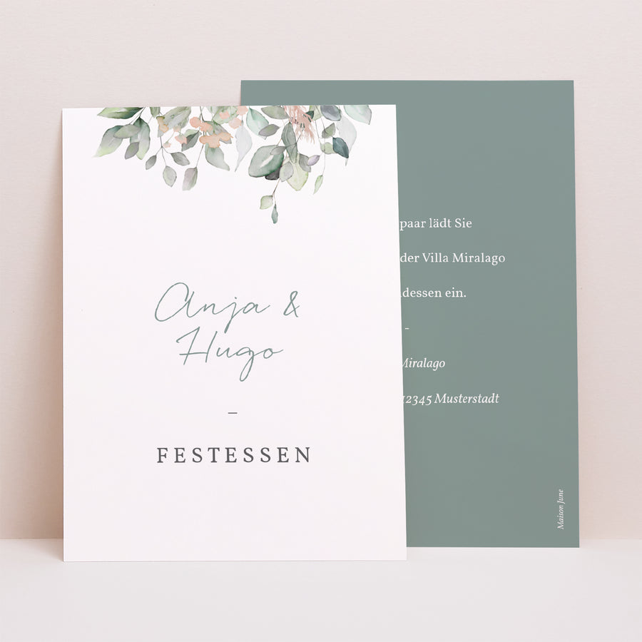 Beilegekarte Hochzeit Porträt Floral pastell foto
