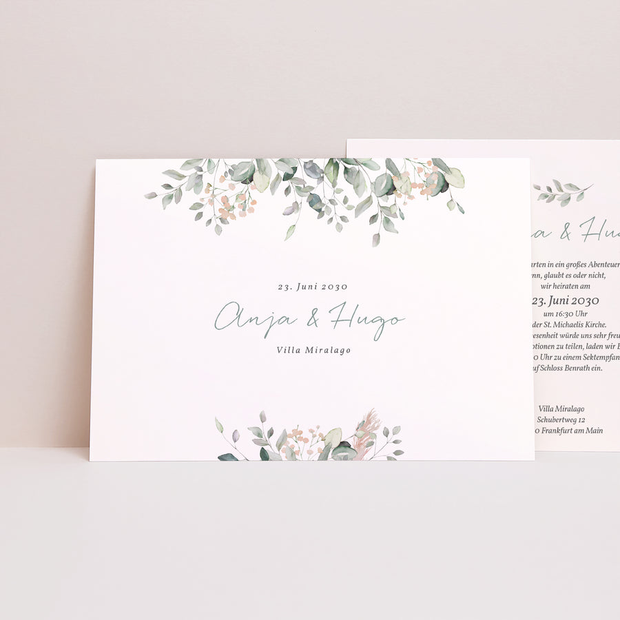 Hochzeitseinladung Landschaft Floral pastell foto