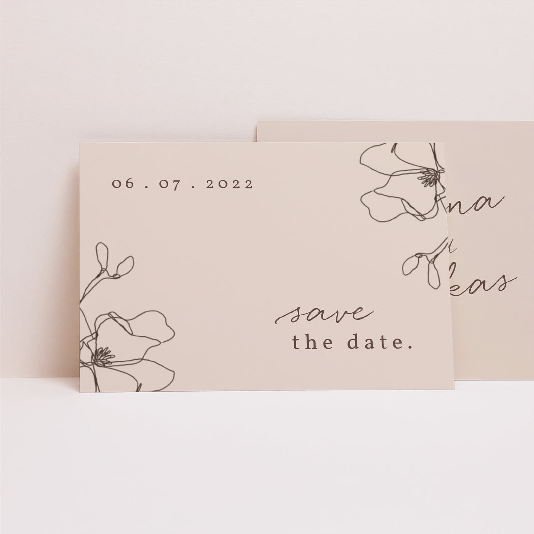 Save the date Karte Hochzeit Landschaft Blumensilhouette 3 - Kirschbaum foto N° 1