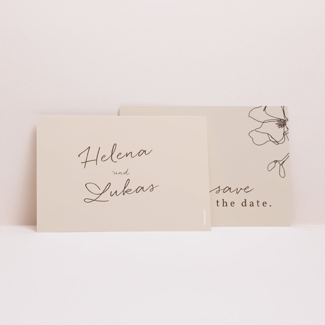 Save the date Karte Hochzeit Landschaft Blumensilhouette 3 - Kirschbaum foto N° 2