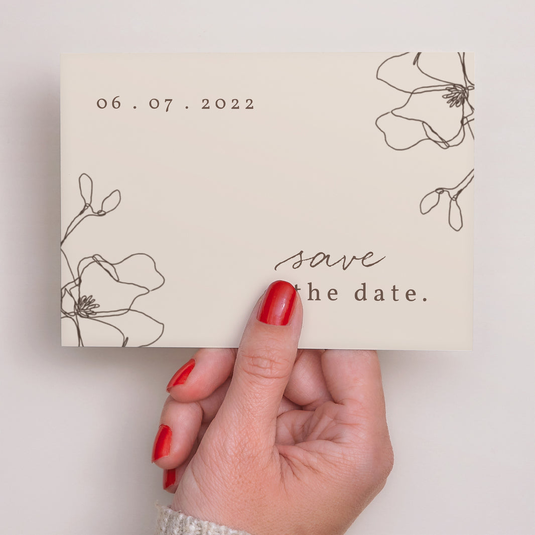 Save the date Karte Hochzeit Landschaft Blumensilhouette 3 - Kirschbaum foto N° 3