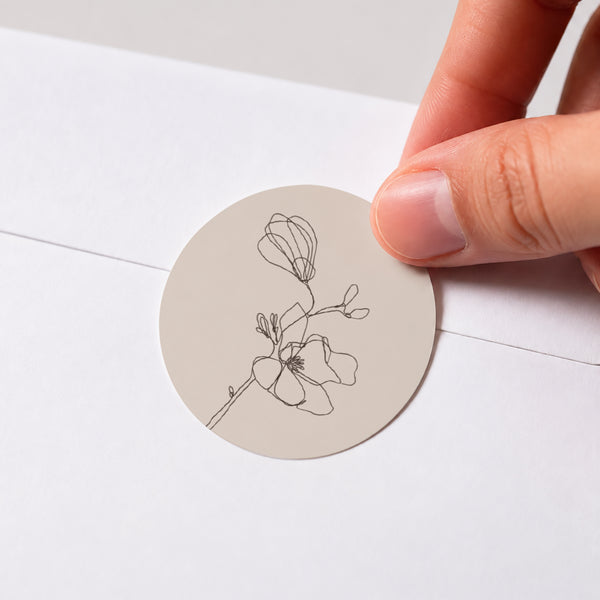 Sticker Hochzeit Rund Blumen-Silhouette III - Kirschbaum foto