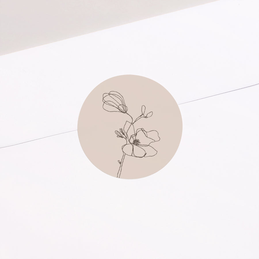 Sticker Hochzeit Rund Blumen-Silhouette III - Kirschbaum foto