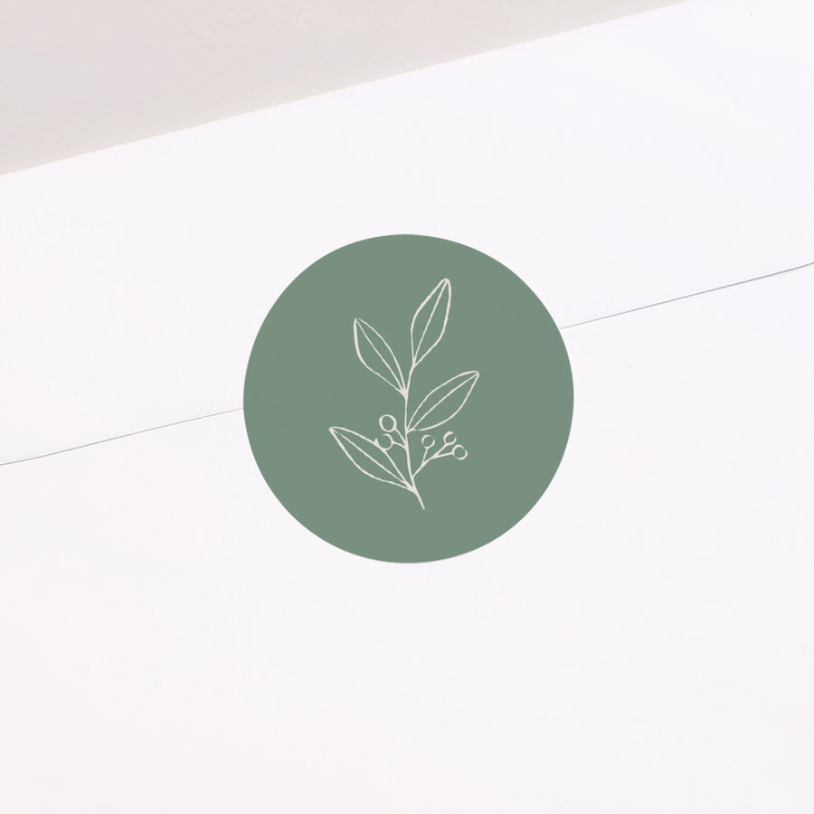 Sticker Hochzeit Rund Romantischer Zweig foto