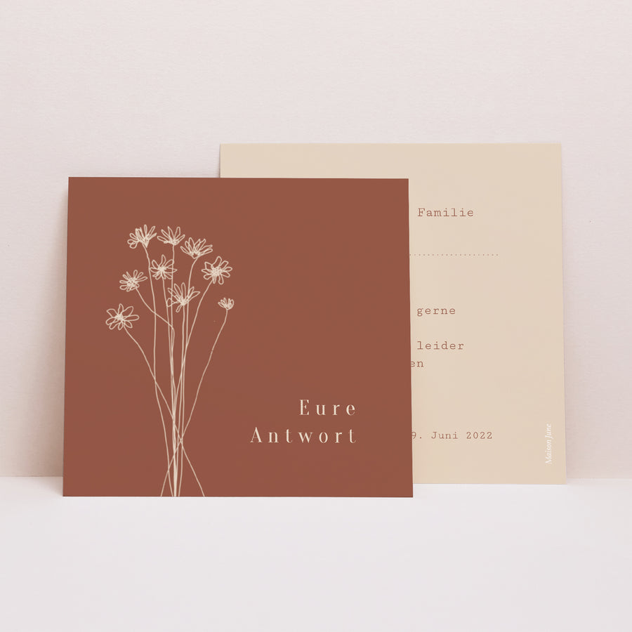 Antwortkarte Hochzeit Quadrat Silhouette - Feldblumen foto