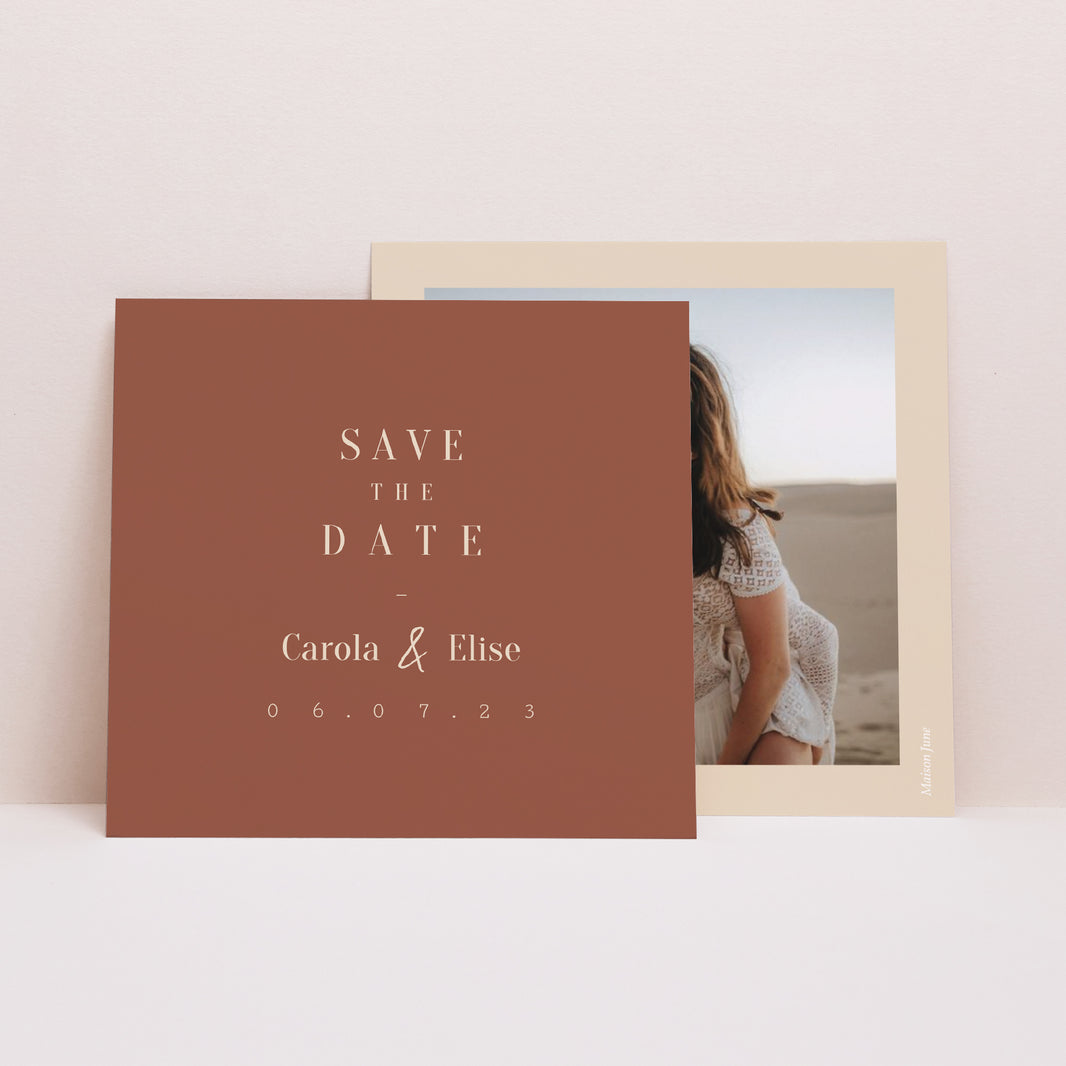 Save the date Karte Hochzeit Quadrat Silhouette - Feldblumen foto N° 1