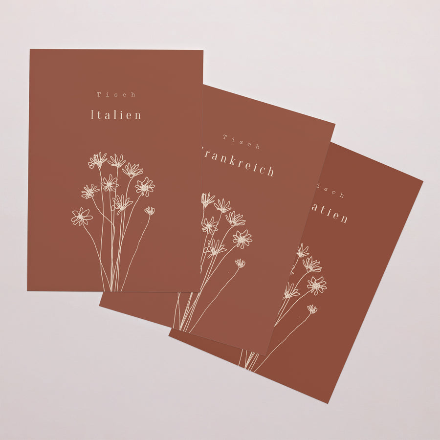 Tischnummern Hochzeit Rechteck Silhouette - Feldblumen foto