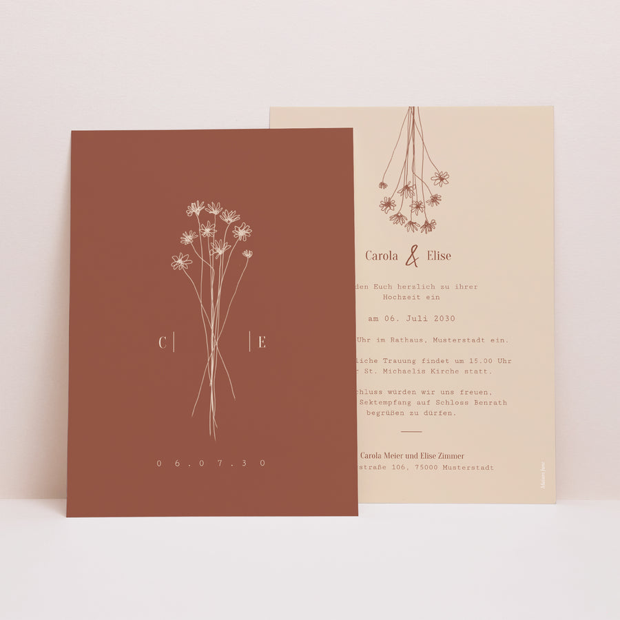 Hochzeitseinladung Silhouette - Feldblumen foto