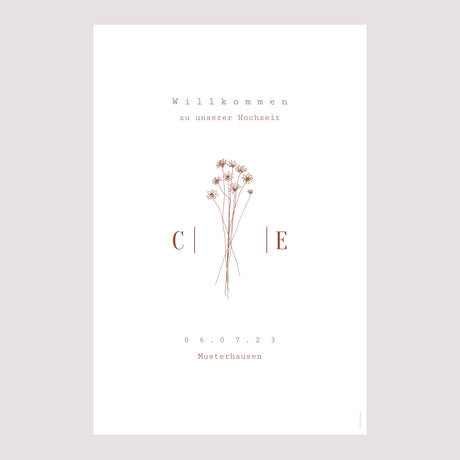 Begrüßungstafel Hochzeit Porträt 60 x 90 cm Silhouette - Feldblumen