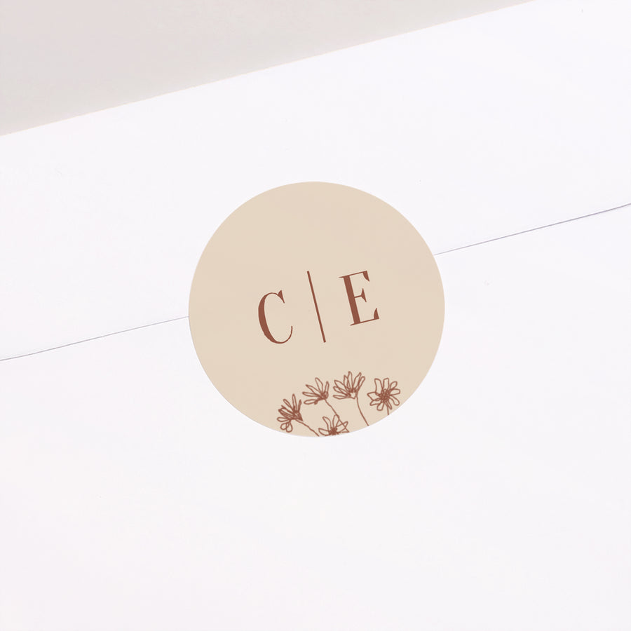 Sticker Hochzeit Rund Silhouette - Feldblumen foto
