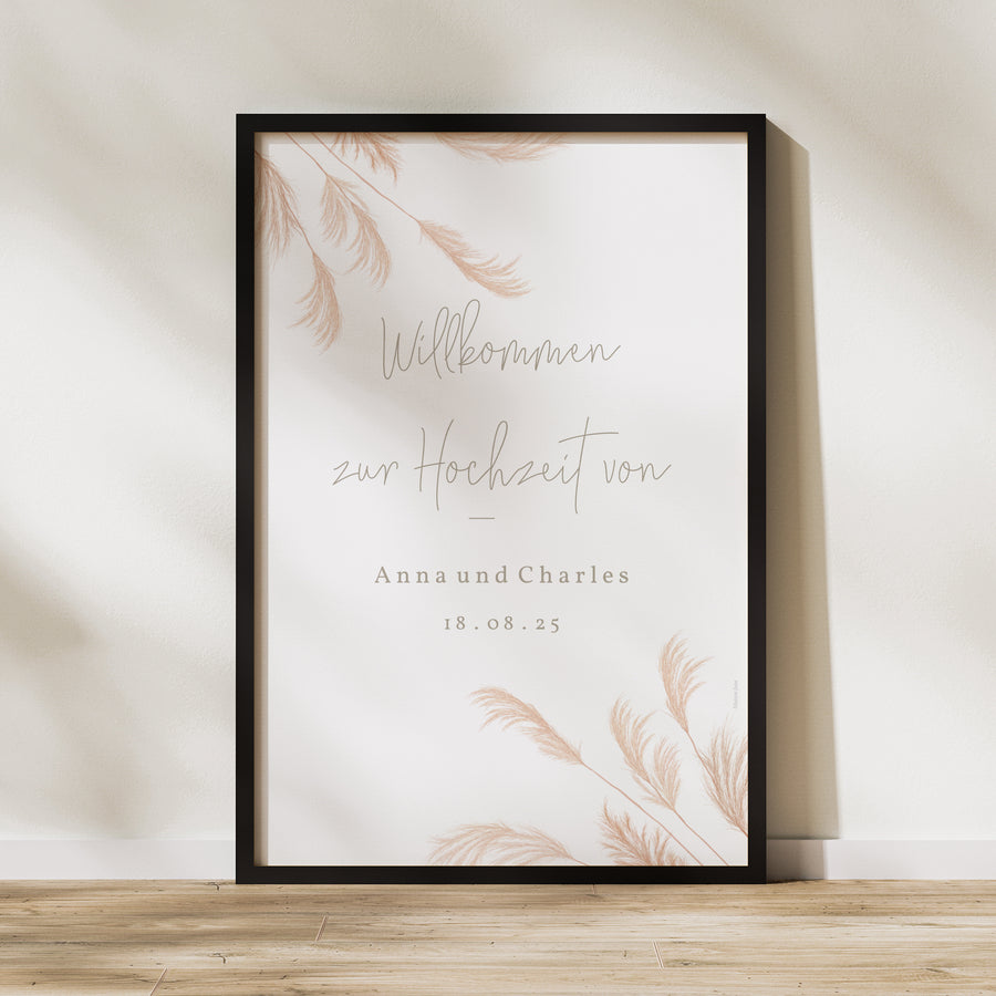 Begrüßungstafel Hochzeit Porträt 60 x 90 cm Viva la pampa foto