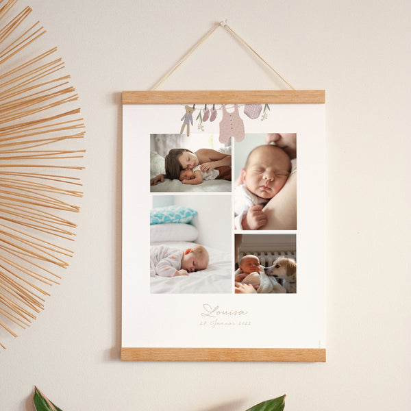Poster Geburt Porträt Garderobe Wäscheleine Mädchen foto