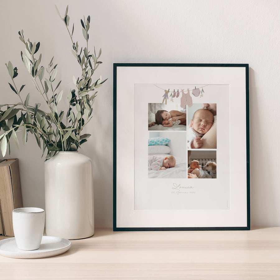 Poster Geburt Porträt Garderobe Wäscheleine Mädchen foto