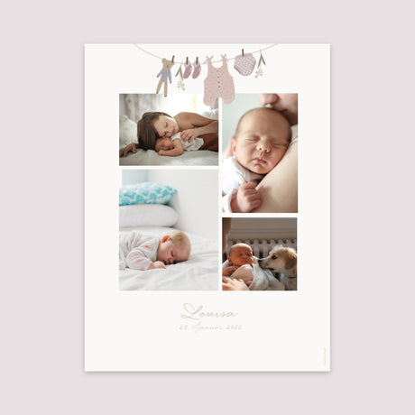 Poster Geburt Porträt Garderobe Wäscheleine Mädchen