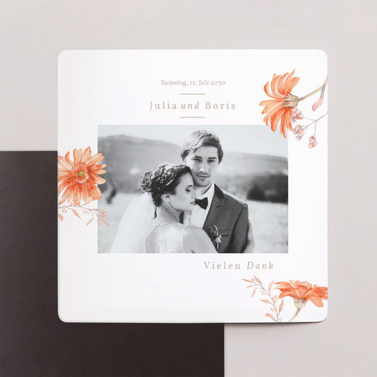 Dankeskarte Hochzeit Satz von 9, magnetisch. Sommersonnenwende-Kranz foto