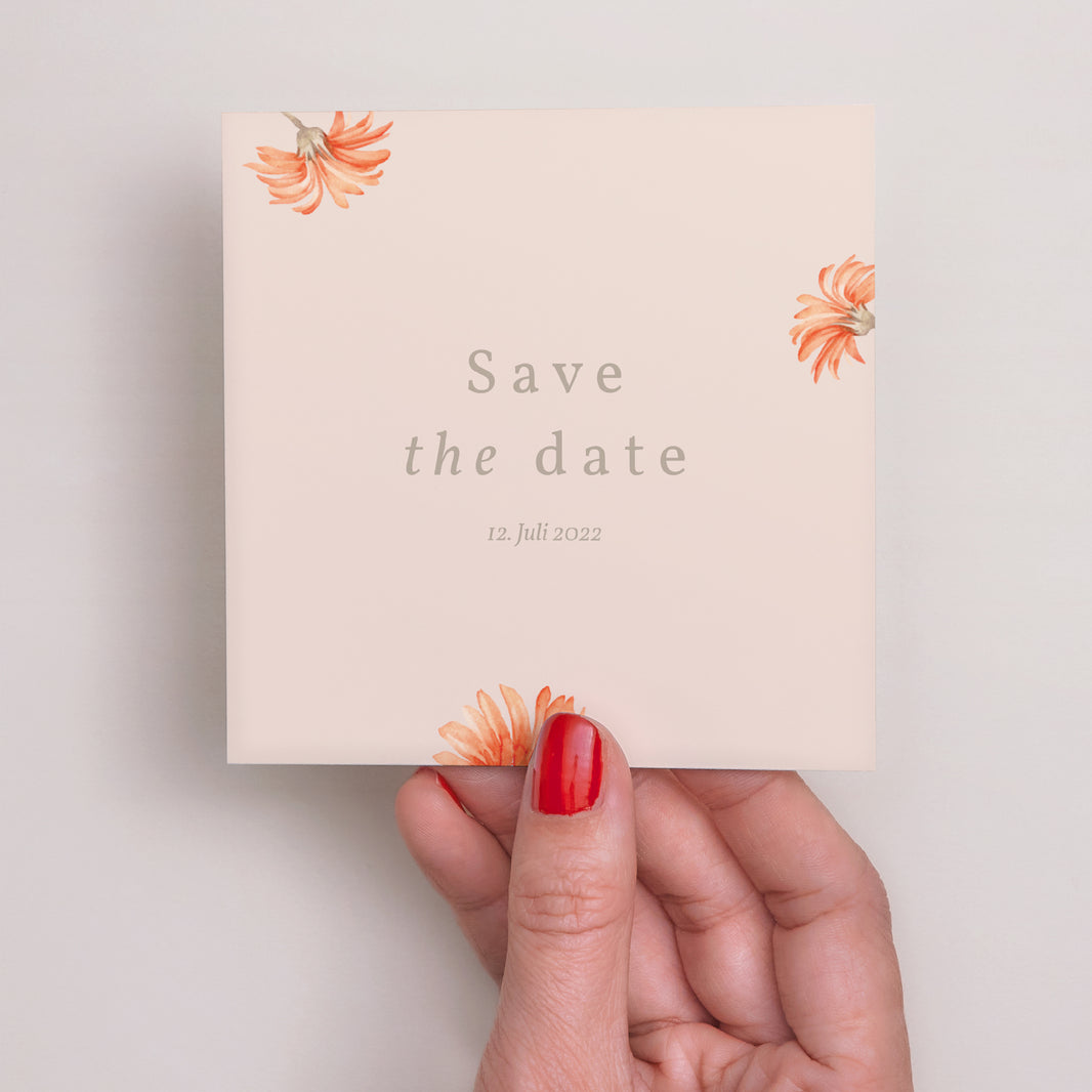 Save the date Karte Hochzeit Quadrat Sommersonnenwende-Kranz foto N° 2