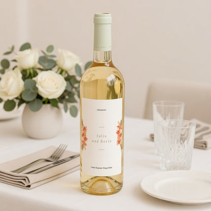 Flaschenetikett Hochzeit Porträt Sommersonnenwende-Kranz foto N° 2