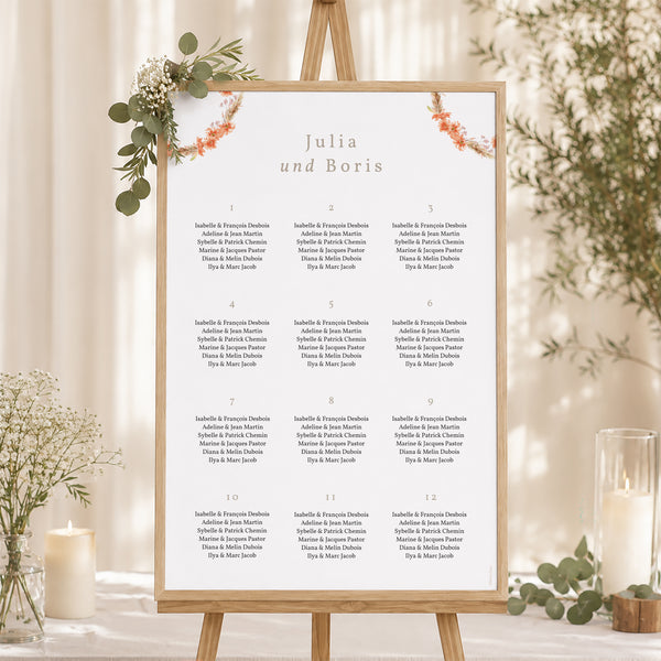 Sitzplan Hochzeit Porträt Sommersonnenwende-Kranz foto