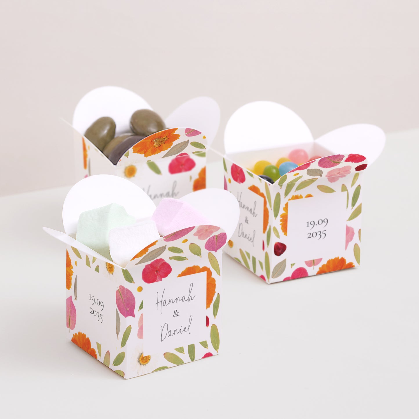 Geschenkbox Hochzeit Schmetterlingsöffnung Herbarium-Blüten foto N° 3