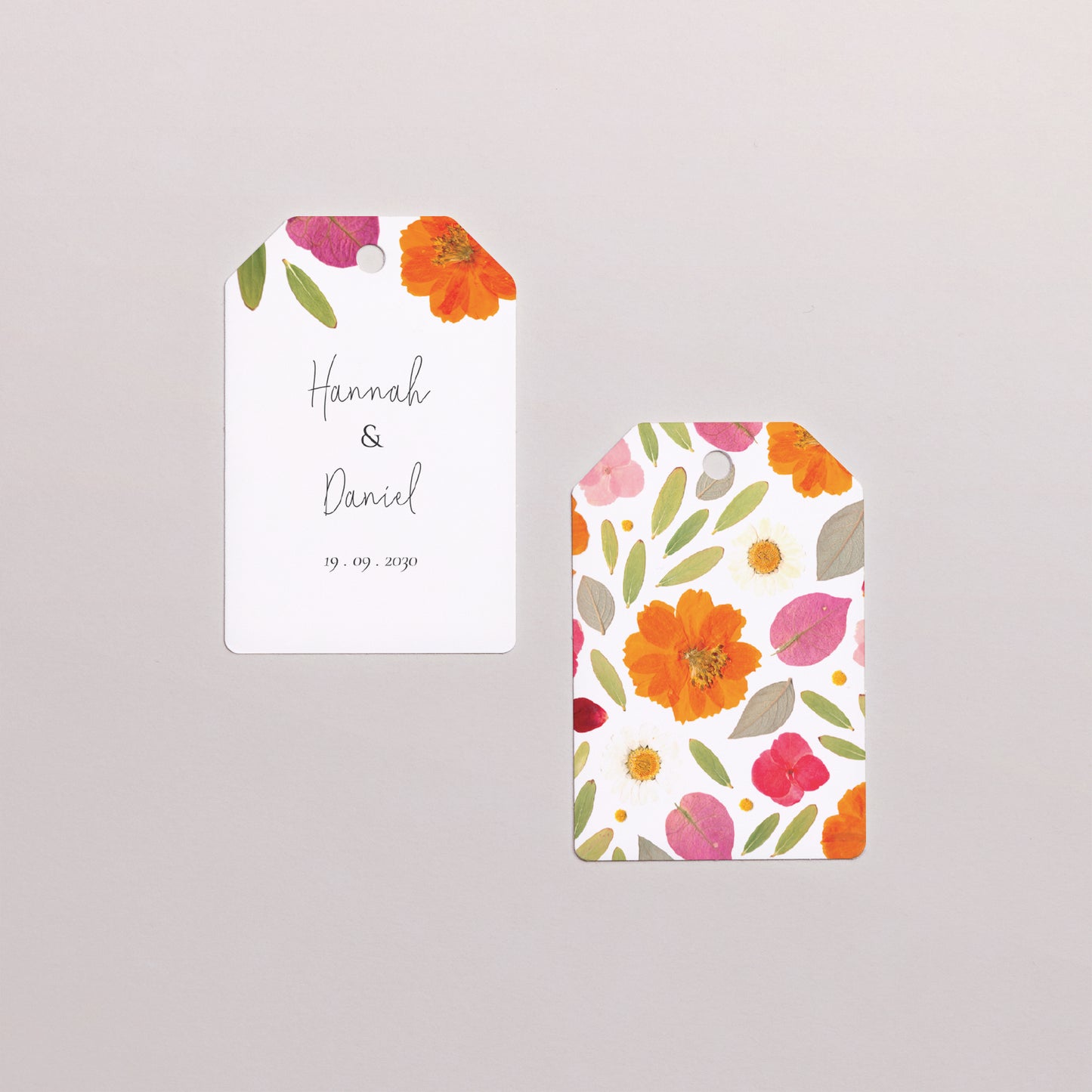 Geschenkbox Hochzeit Ball mit Wimpel-Etikett Herbarium-Blüten foto N° 4