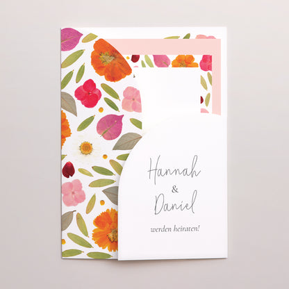 Hochzeitseinladung Hülle für 2 Karten Herbarium-Blüten foto N° 1