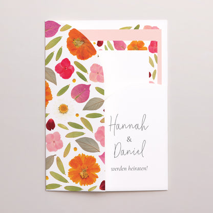 Hochzeitseinladung Hülle für 2 Karten Herbarium-Blüten foto N° 2