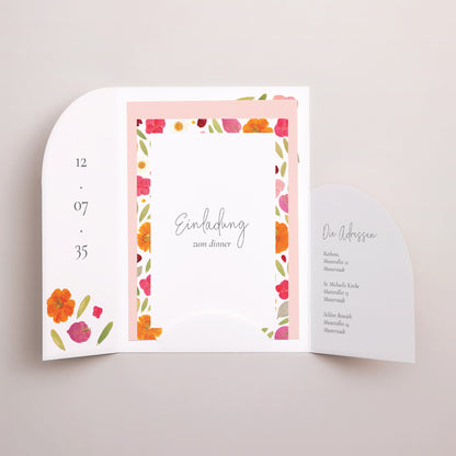 Hochzeitseinladung Hülle für 2 Karten Herbarium-Blüten foto N° 2