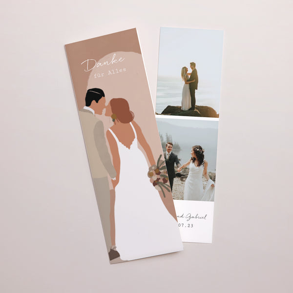Dankeskarte Hochzeit Fotoautomaten Lesezeichen Paar zum Zusammenstellen im Boho-Stil foto