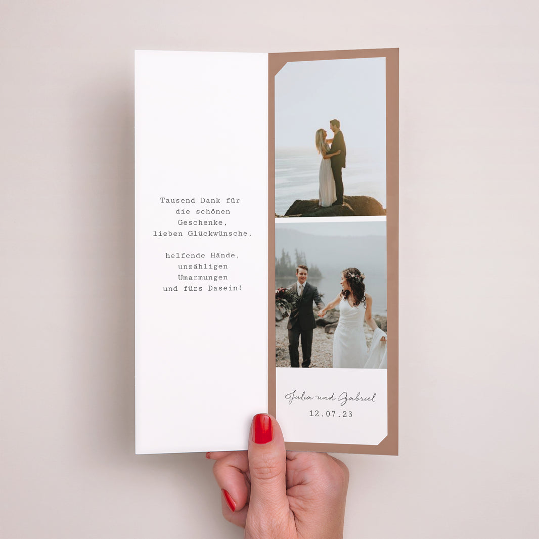 Dankeskarte Hochzeit Fotoautomaten Lesezeichen Paar zum Zusammenstellen im Boho-Stil foto N° 2