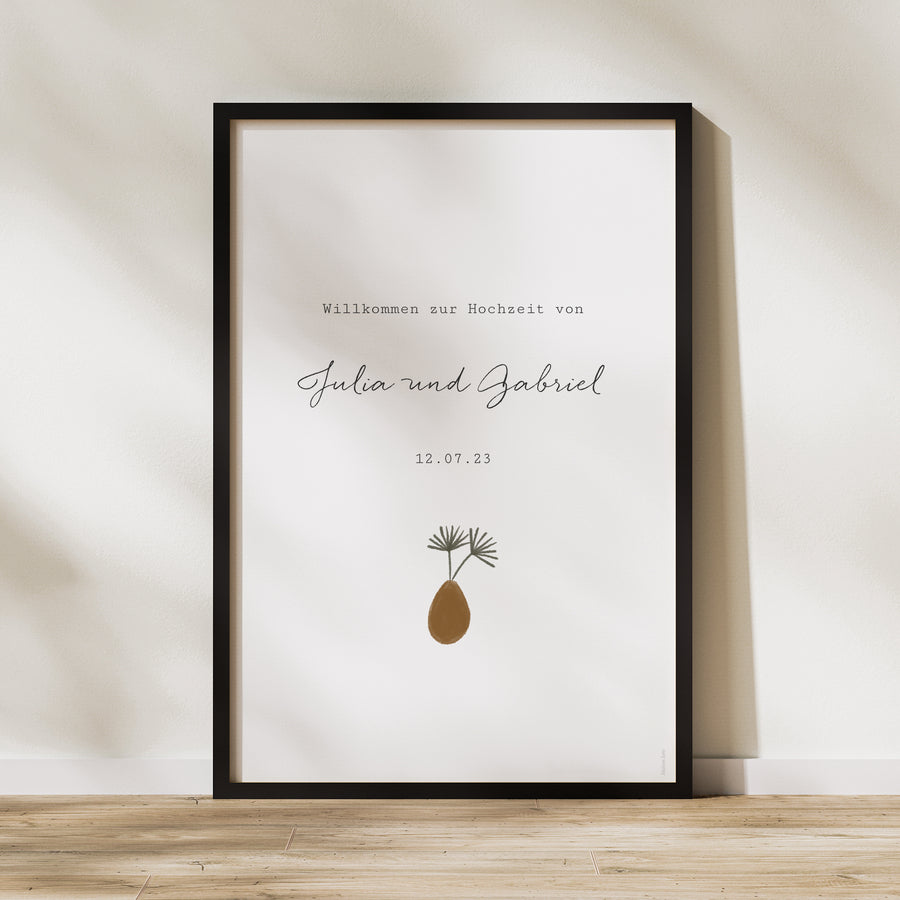 Begrüßungstafel Hochzeit Porträt 60 x 90 cm Paar zum Zusammenstellen im Boho-Stil foto