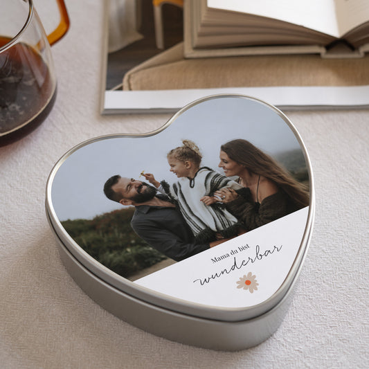 Metalldose Objekte Herz Muttertag Blumen Muster foto