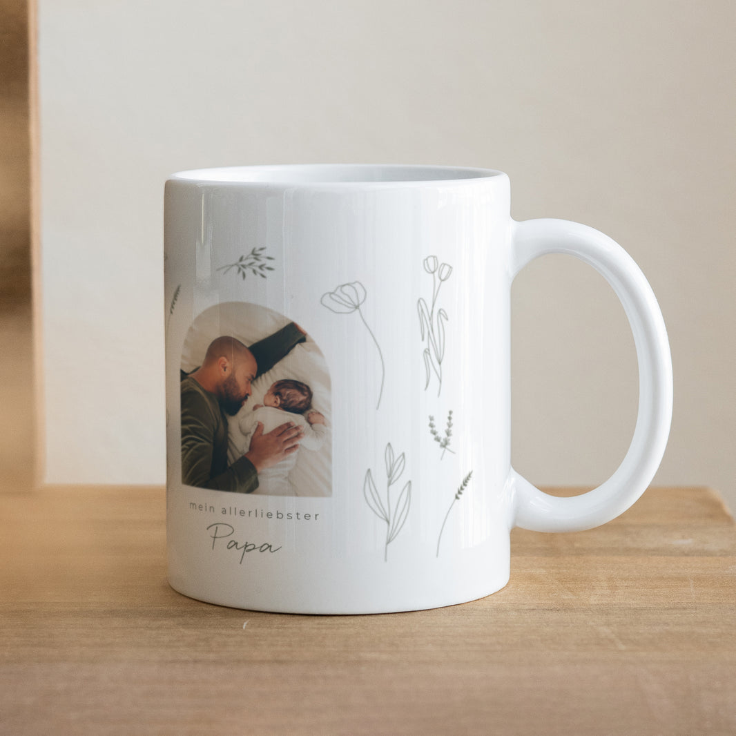 Tasse Objekte Weiß Kleines Herbarium für Papa foto N° 1