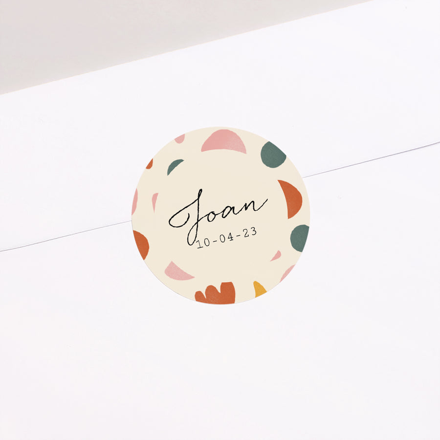 Sticker Geburt Rund Abstrakte Formen farbig Akkordeon foto