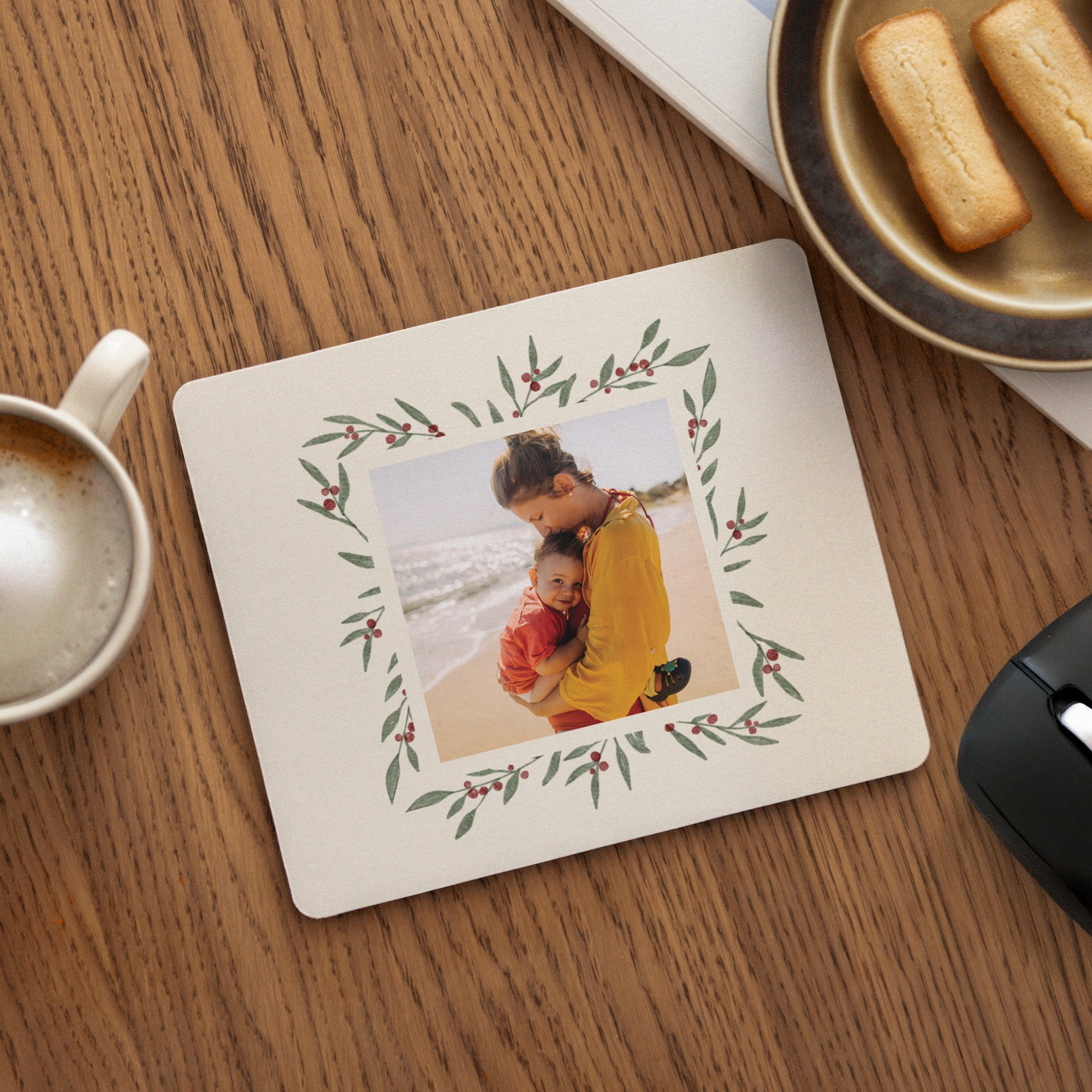 Mousepad Weihnachten Rechteck Pflanzenrahmen foto N° 1