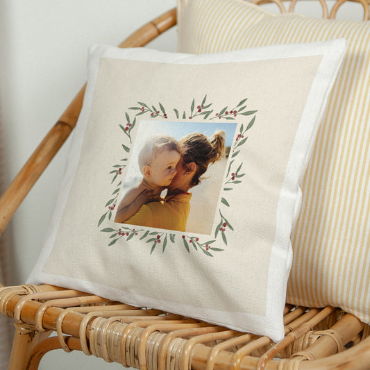 Kissen Weihnachten Natürliche Beige Pflanzenrahmen foto