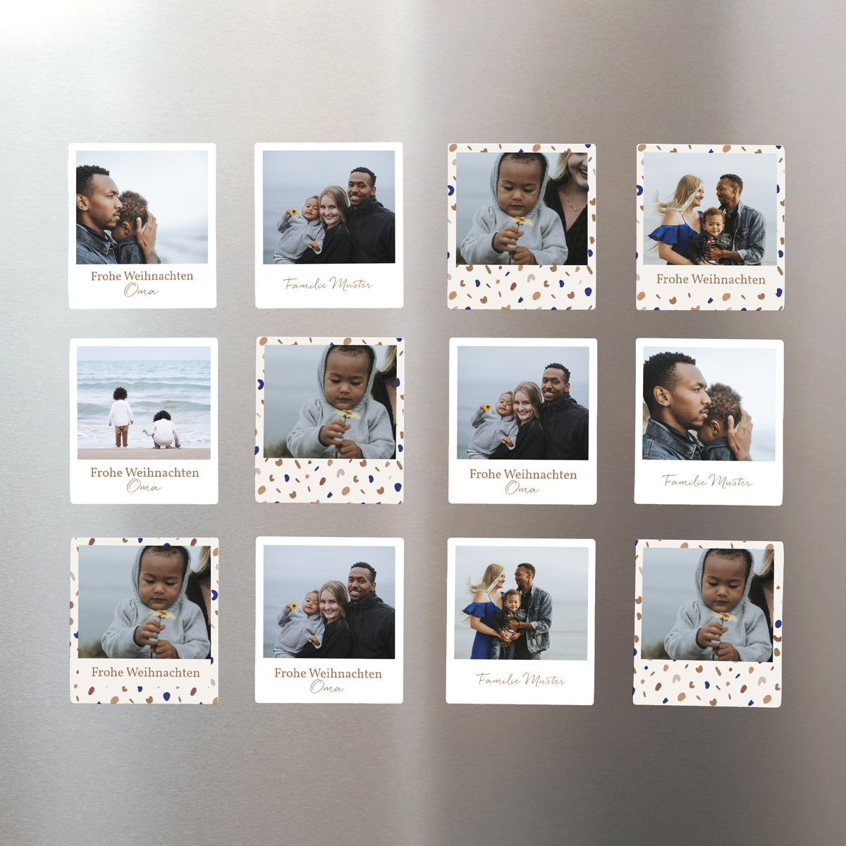 Fotoabzug Weihnachten Pack mit 12, magnetisch Zierkiesel & Goldrand foto N° 1