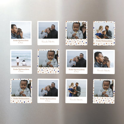 Fotoabzug Weihnachten Pack mit 12, magnetisch Zierkiesel & Goldrand foto N° 1