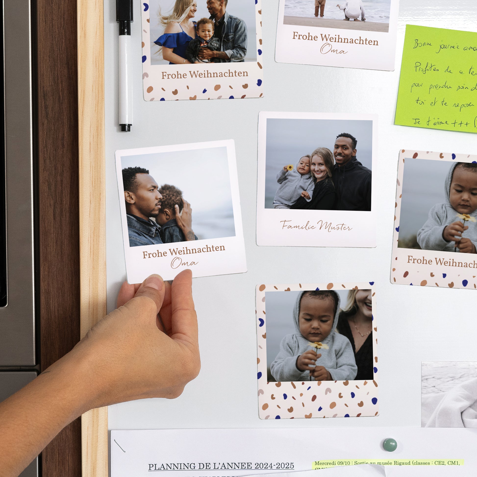 Fotoabzug Weihnachten Pack mit 12, magnetisch Zierkiesel & Goldrand foto N° 2